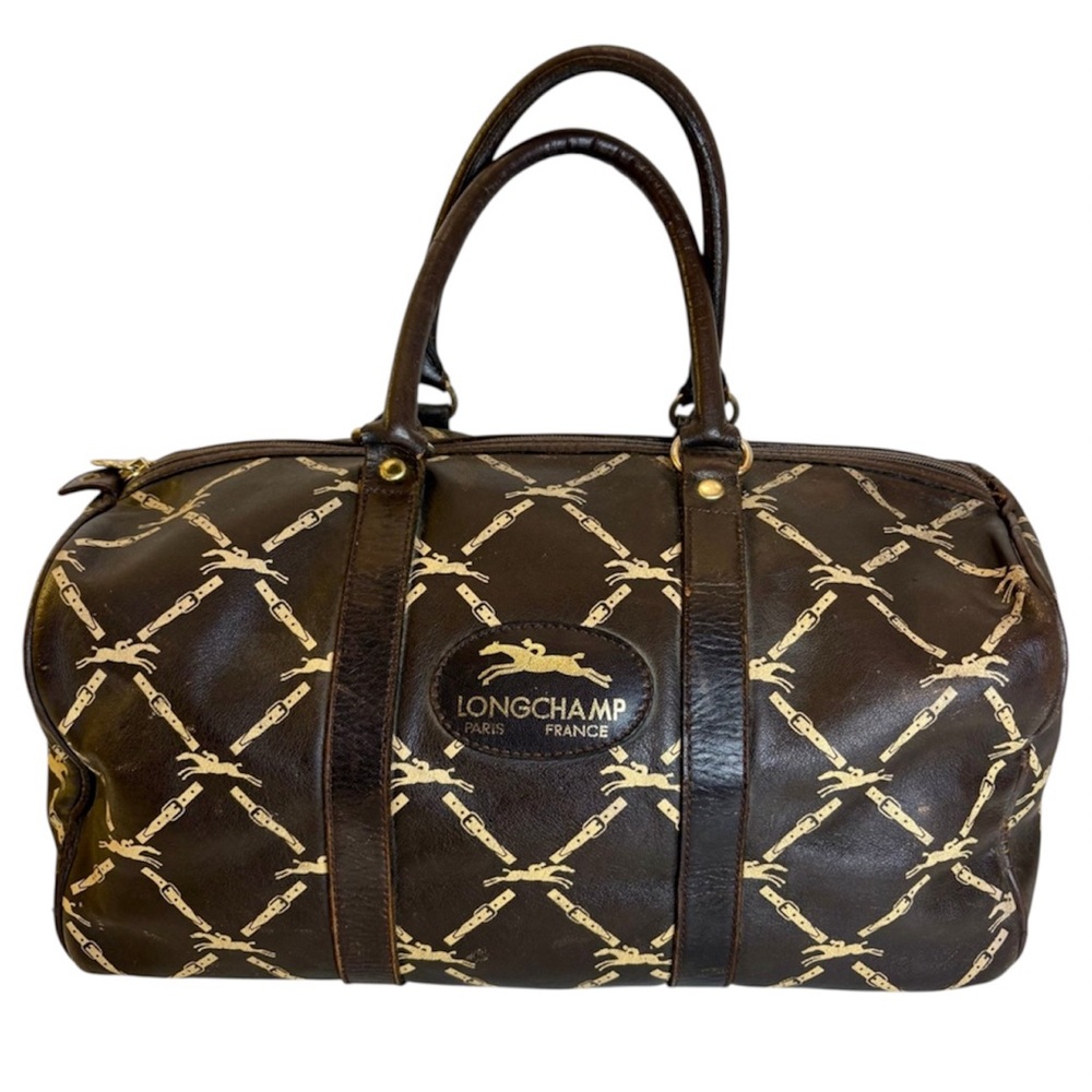 Longchamp Vintage Monogram Leather Boston Bag